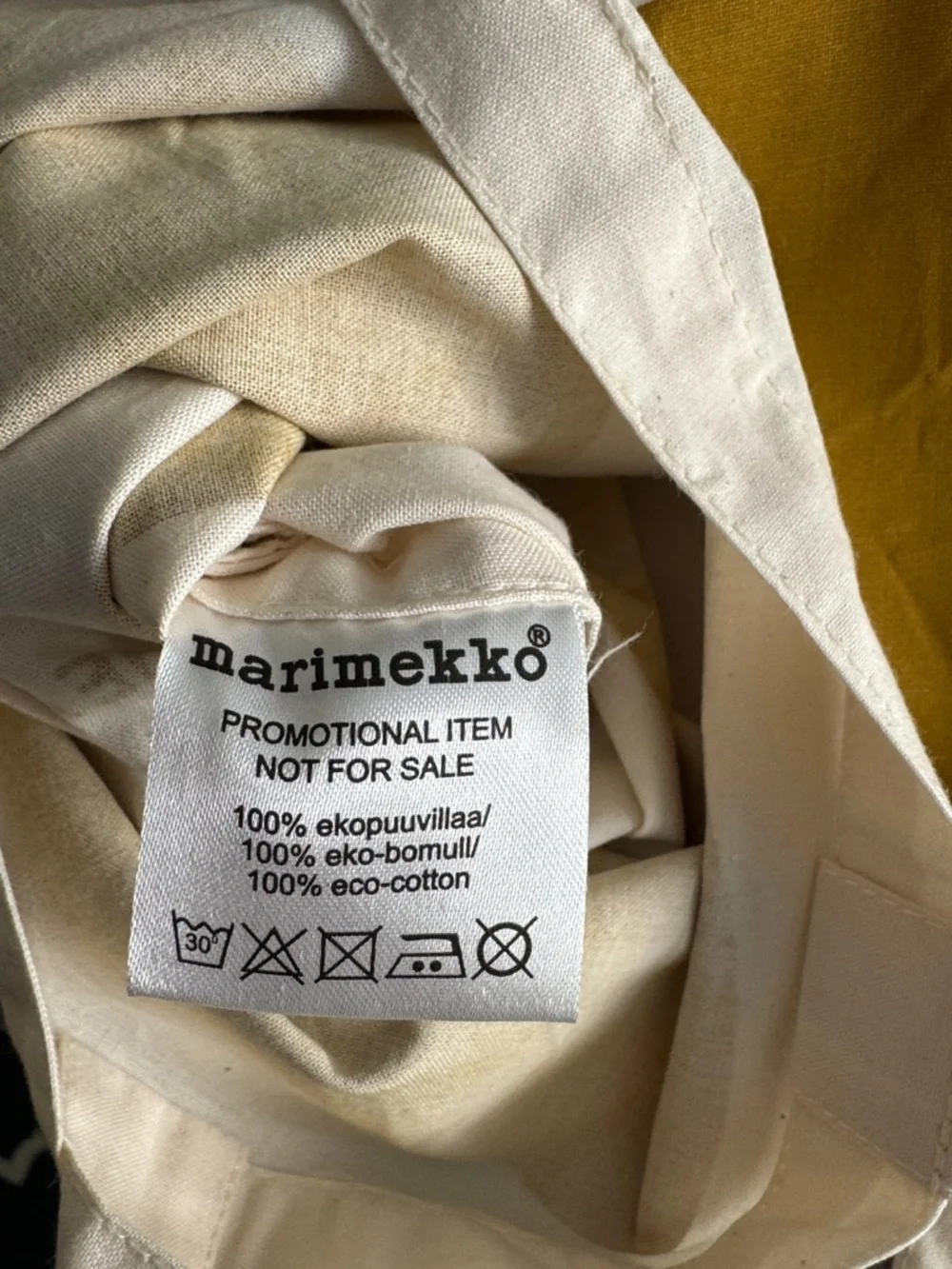 Marimekko Mono City Gold and Off White Canvas Tote